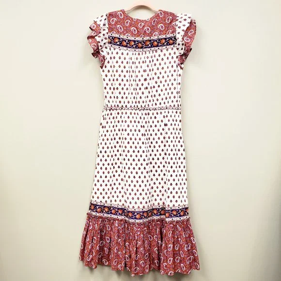 Veronica Beard Tinzia Mixed Print Midi Dress Sz L NWT